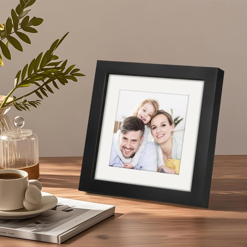 WUTL Picture Frames 6x6 2 Pack Made of Solid Wood Black for Wall Mounting and Tabletop Display - Image 4